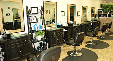 left interior hair stylist stations